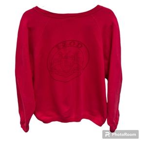 Vintage 90s IZOD Logo Red 100% Cotton Sweatshirt Size Medium